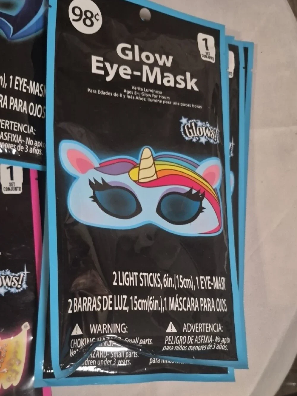 Glow Sticks And  Glow Eye-Masks Pack - Pink, Blue, Black
